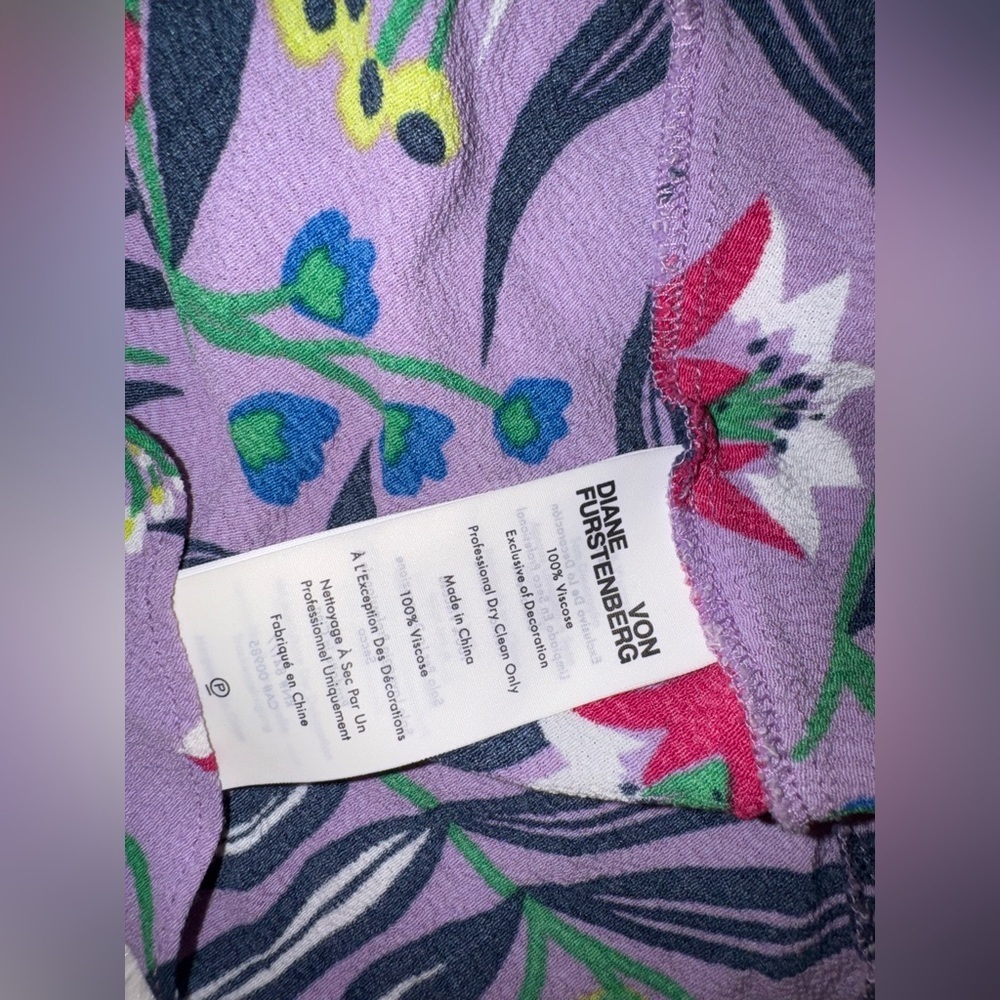 NEW Diane Von Furstenberg Jemma Floral Print purple midi Dress sz 2 - Picture 6 of 8